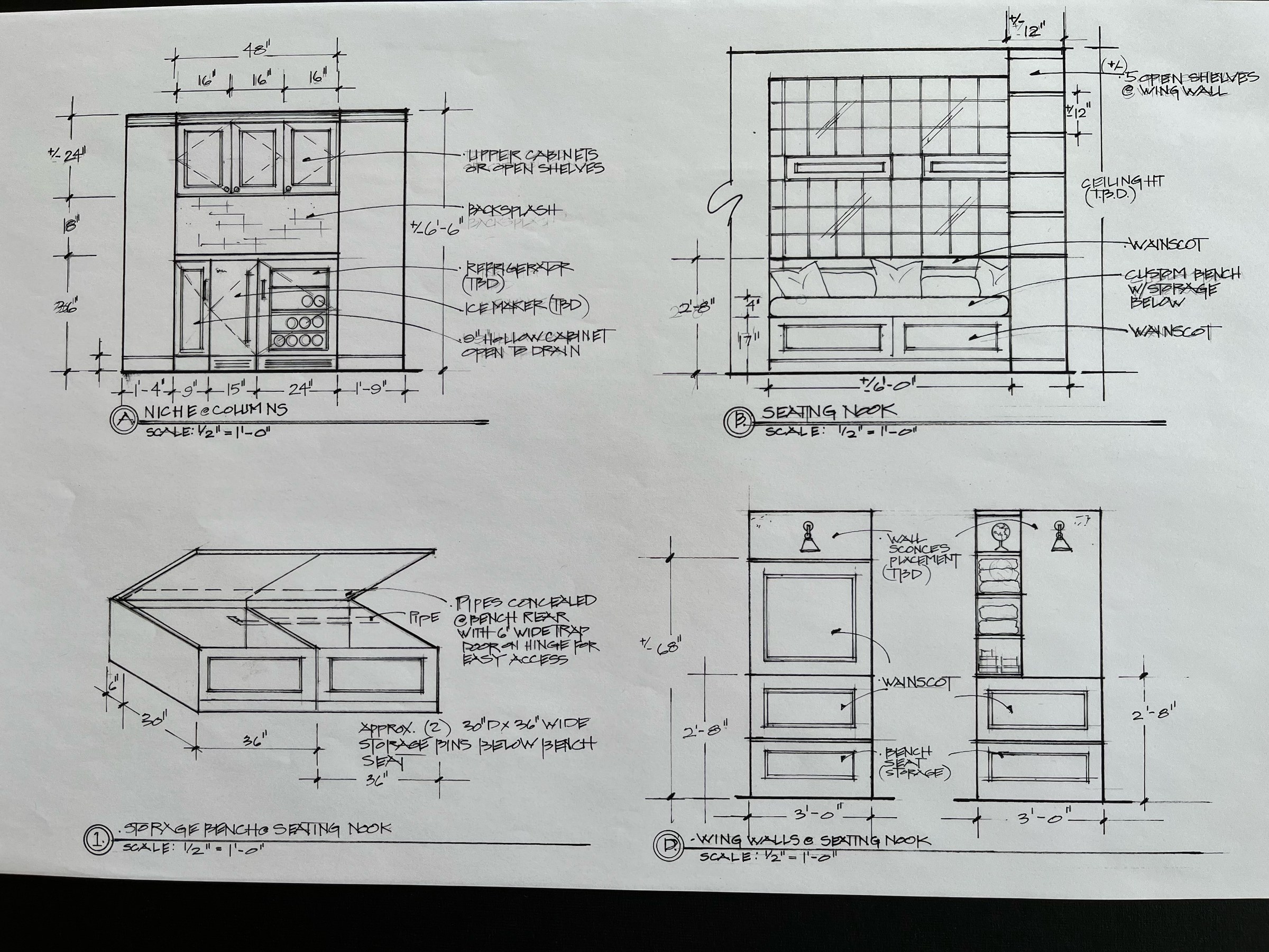 Kim Dehler Girz drawing - cabinetry elevations